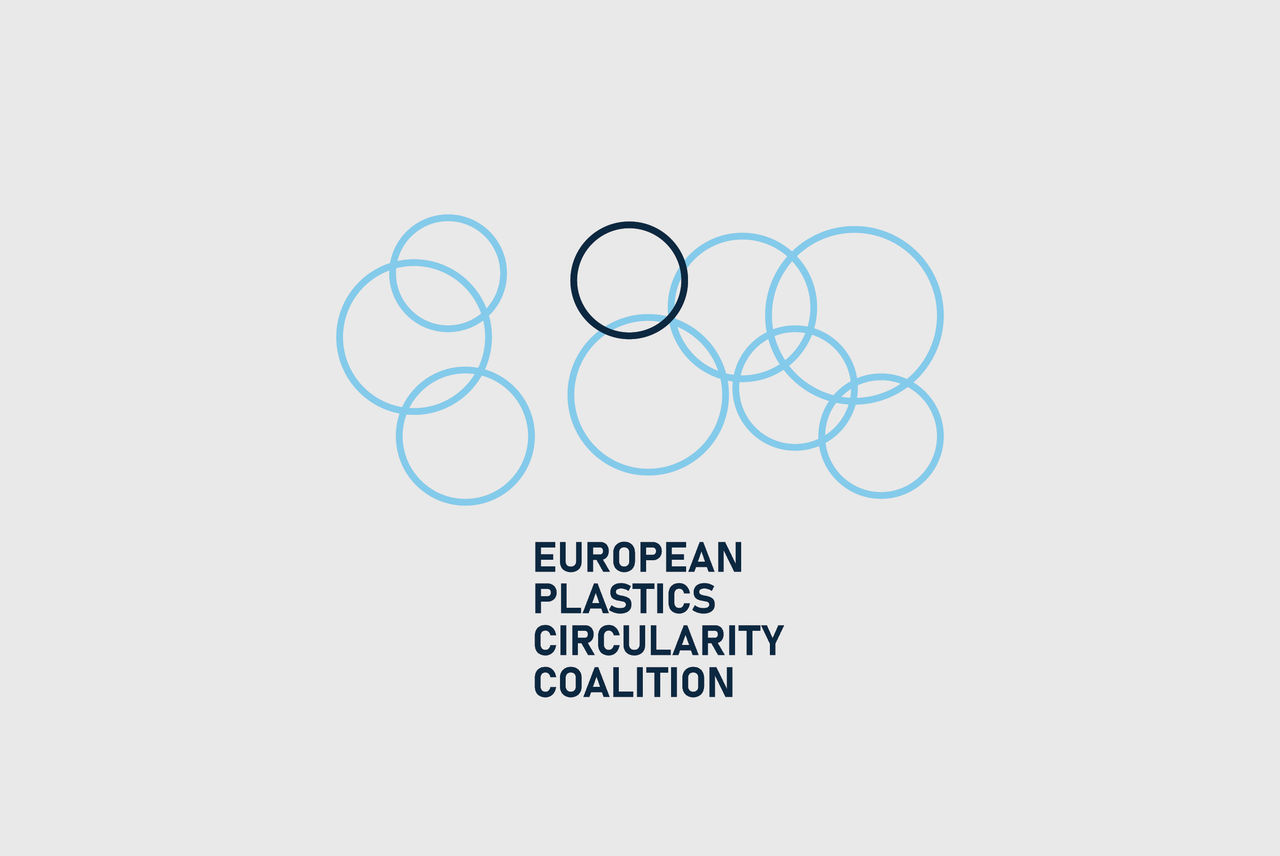 Multiple interlinked circles form the logo of the European Plastics Circularity Coalition.  