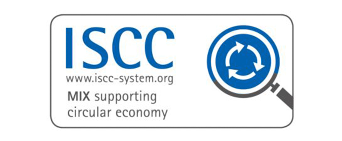 The International Sustainability and Carbon Certification (ISCC) endorsement logo for mix supporting circular economy logo.